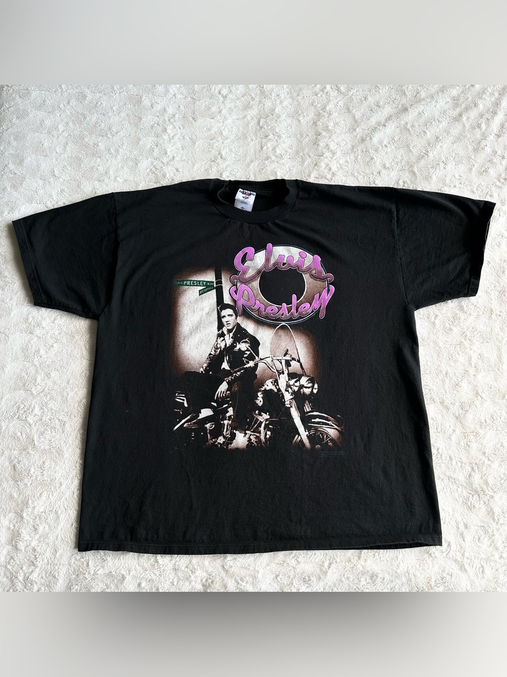 Vintage Elvis Presley Shirt Tee Mens 2X Motorcycle Biker Portrait 90s Rock Music